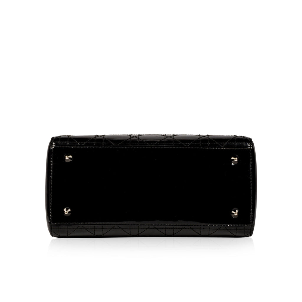 Christian Dior Lady Dior Black Patent Leather Medium