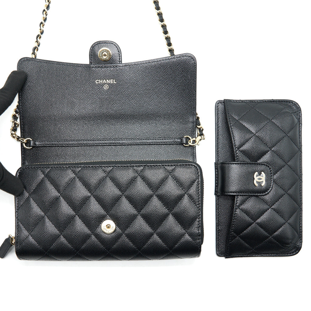 Chanel 3 In 1 Wallet On Chain Black Caviar L