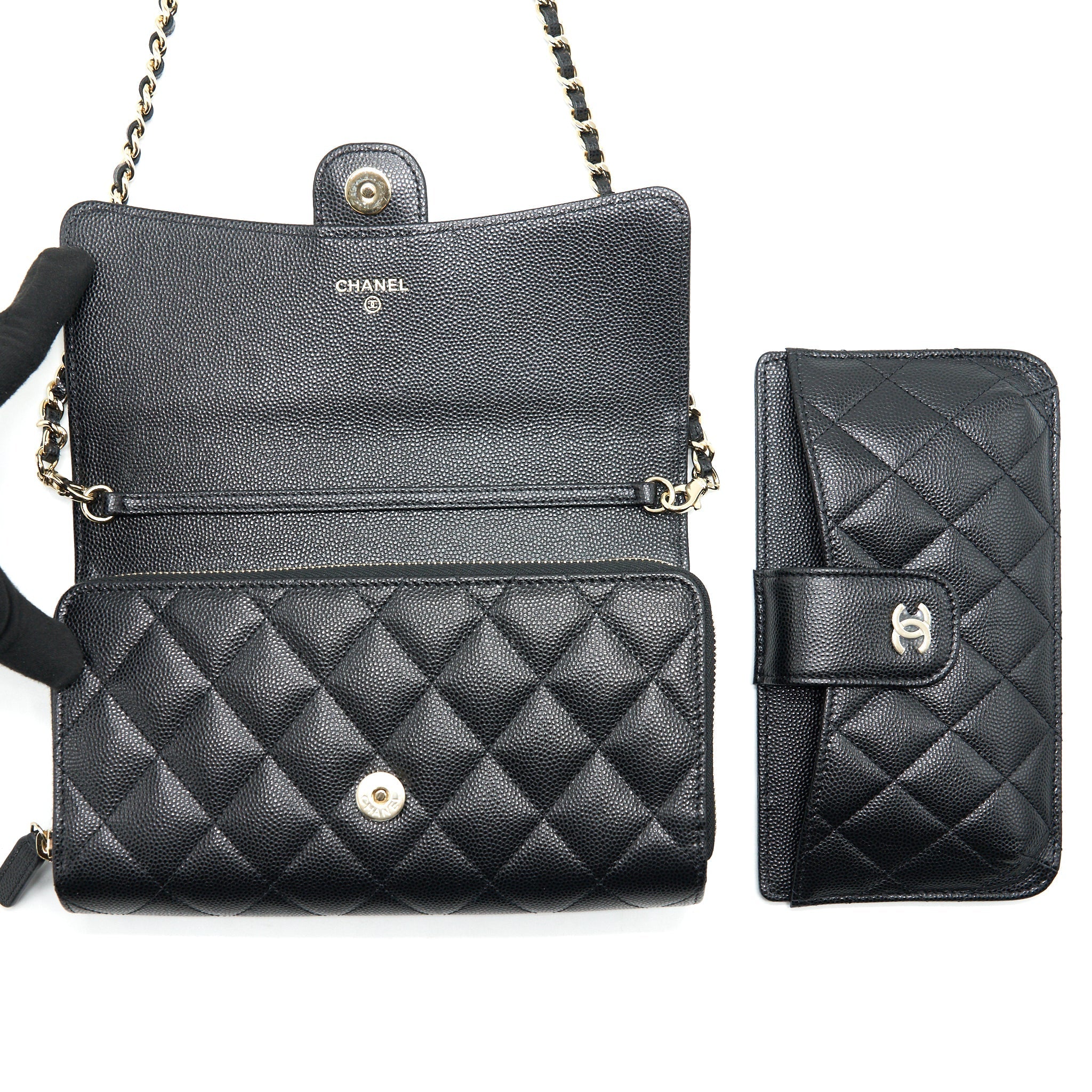 Chanel 3 In 1 Wallet On Chain Black Caviar L