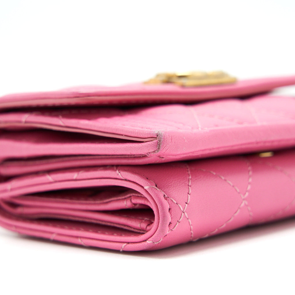 Chanel Boy Small Wallet Pink Brushed Lambskin