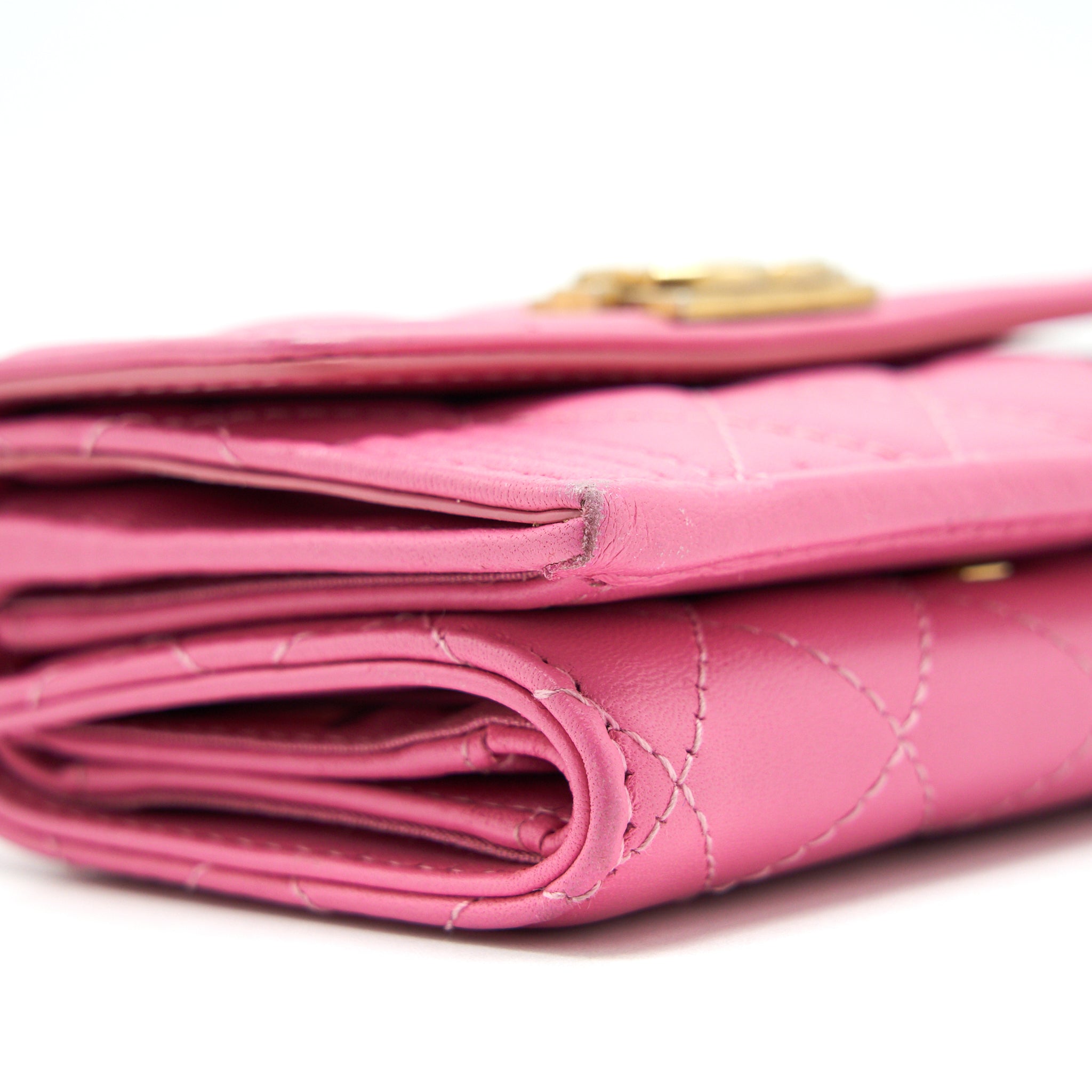 Chanel Boy Small Wallet Pink Brushed Lambskin