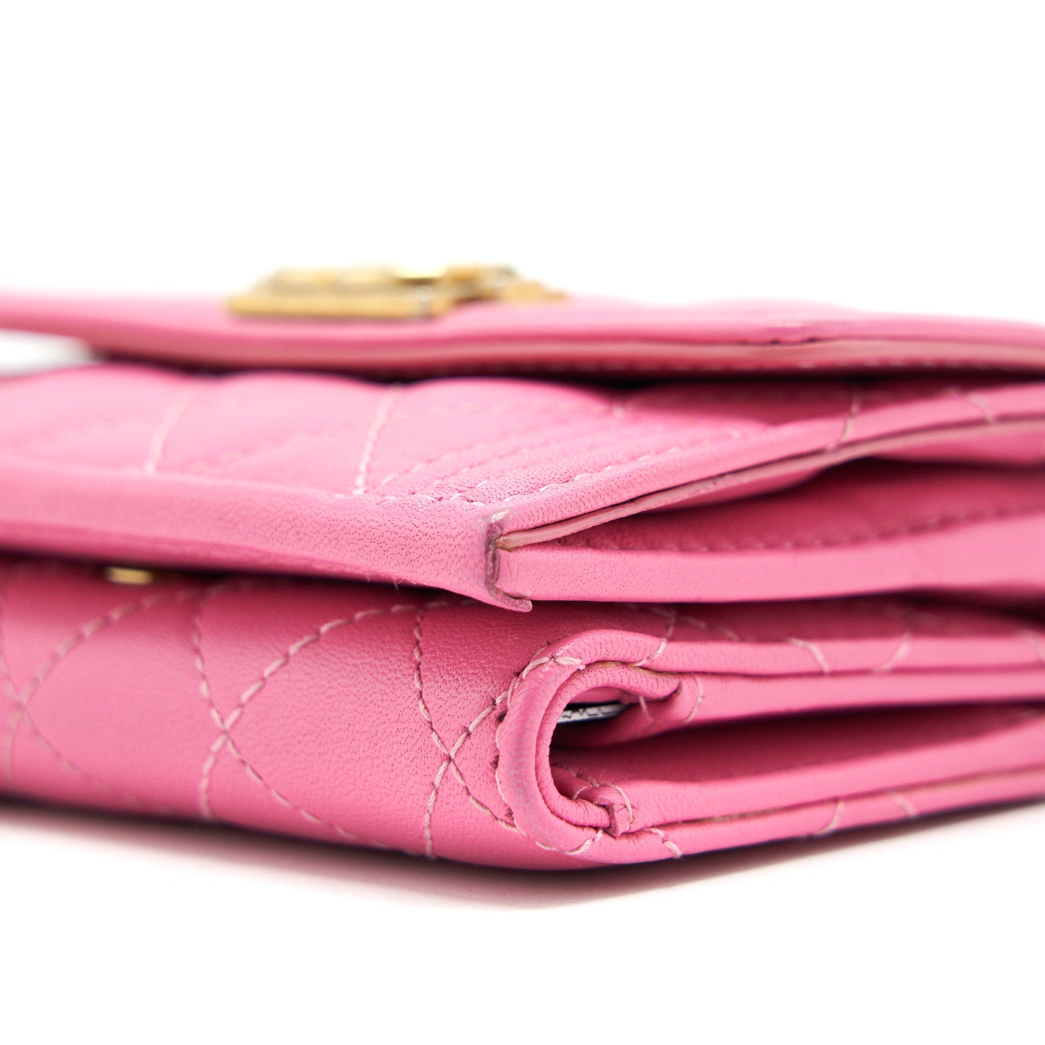 Chanel Boy Small Wallet Pink Brushed Lambskin