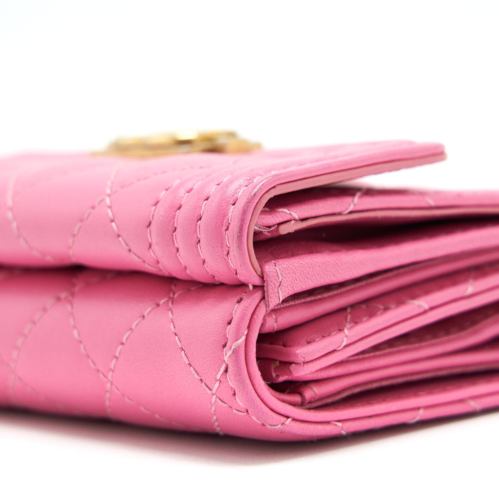 Chanel Boy Small Wallet Pink Brushed Lambskin
