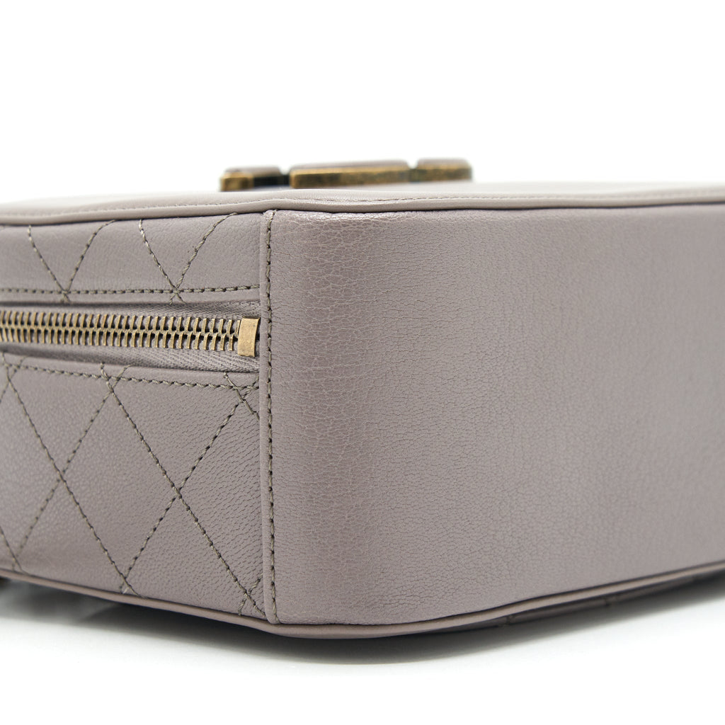 Chanel CC logo vanity with handle and Chain Grey with