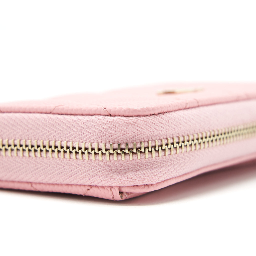 Chanel 22C Zip holder Pink Caviar L