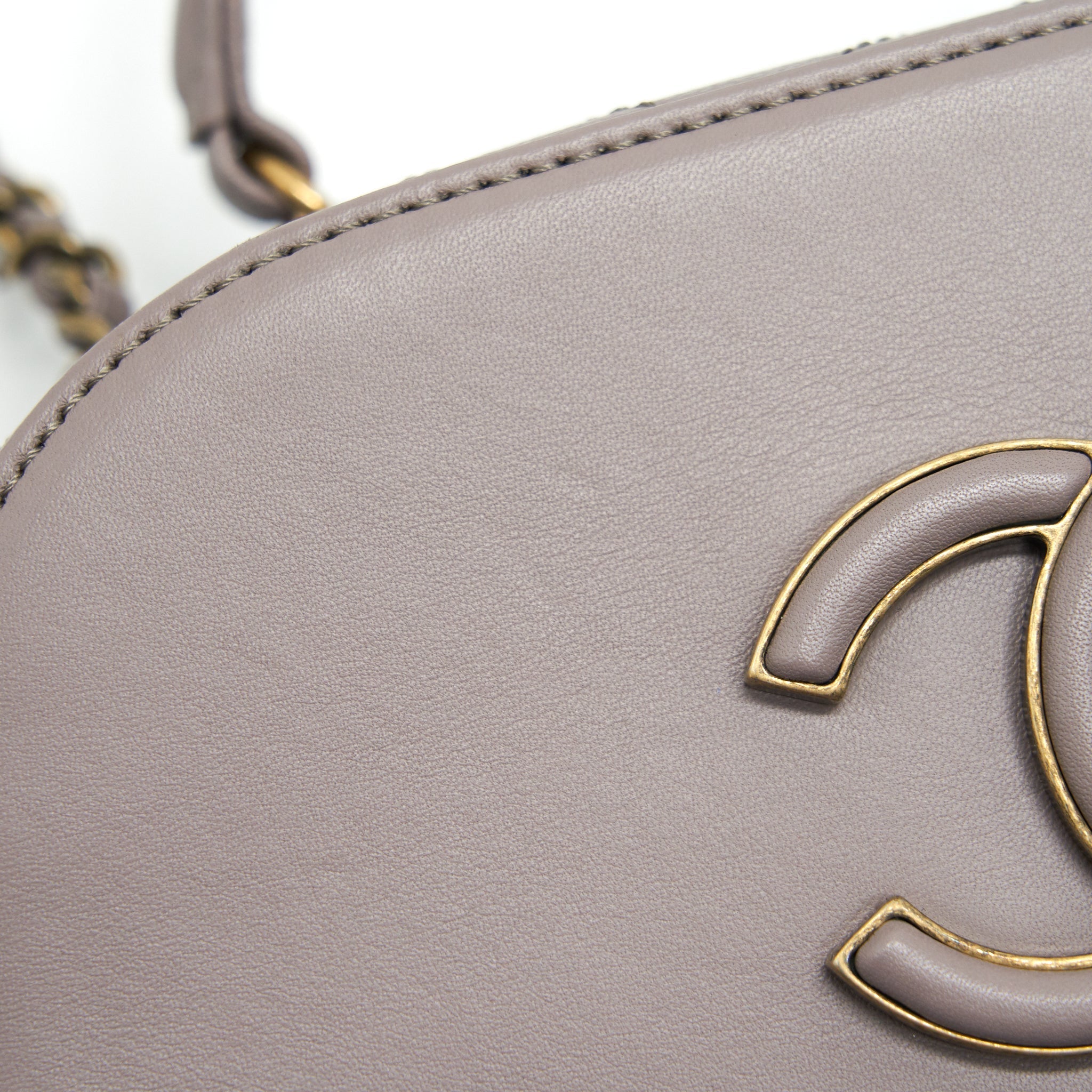 Chanel CC logo vanity with handle and Chain Grey with
