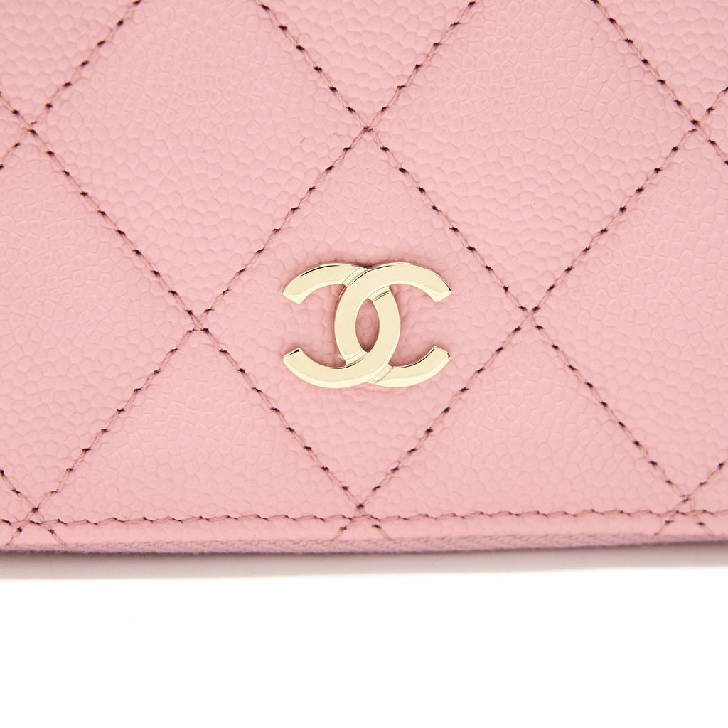 Chanel 22C Zip holder Pink Caviar L
