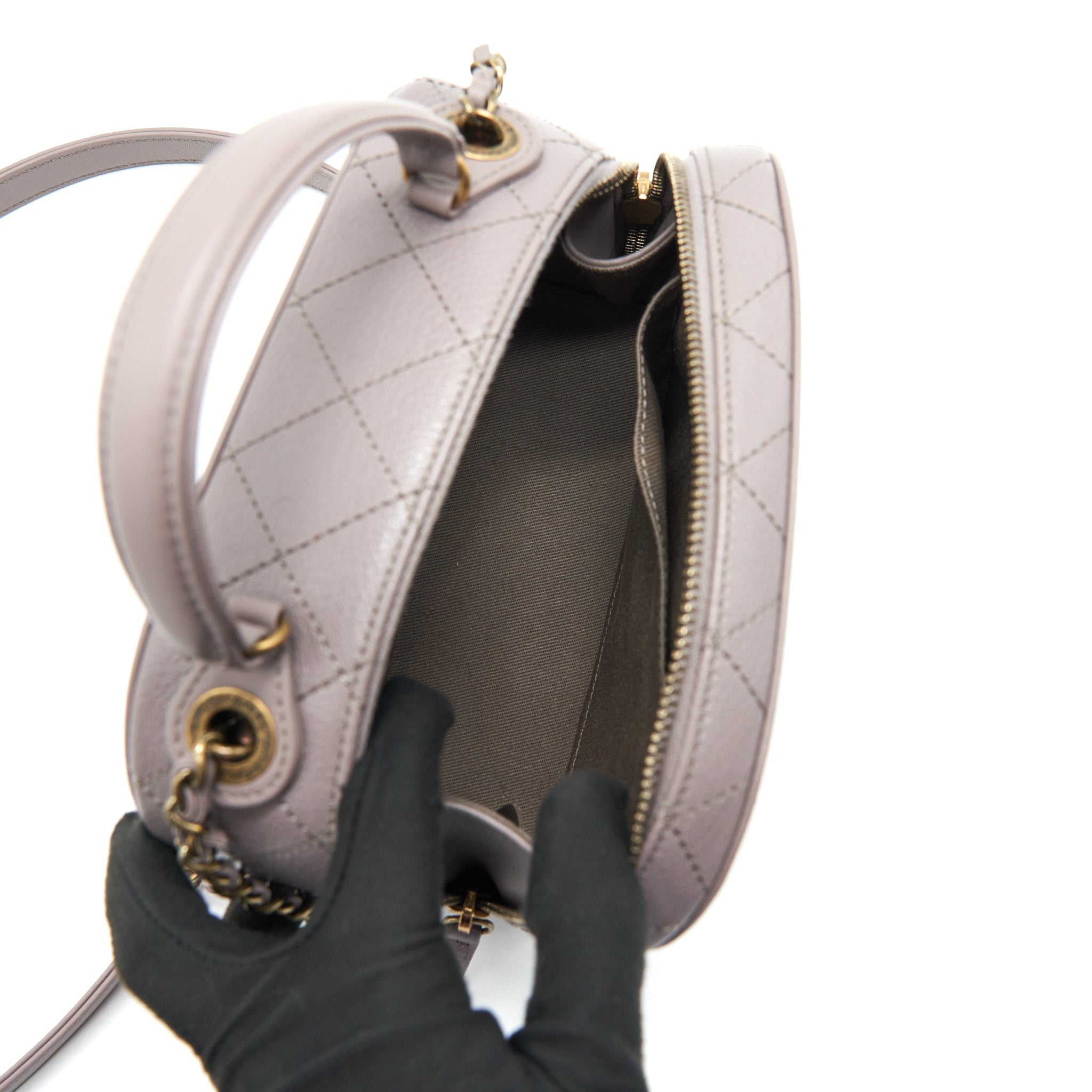 Chanel CC logo vanity with handle and Chain Grey with