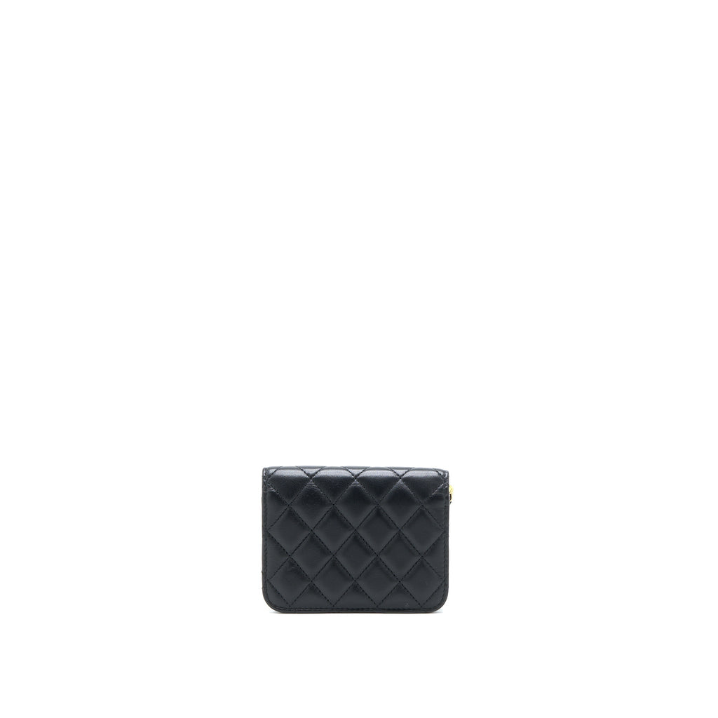 Chanel Pearl Crush Mini Flap Belt Bag with Chain Lambskin Black Brushed