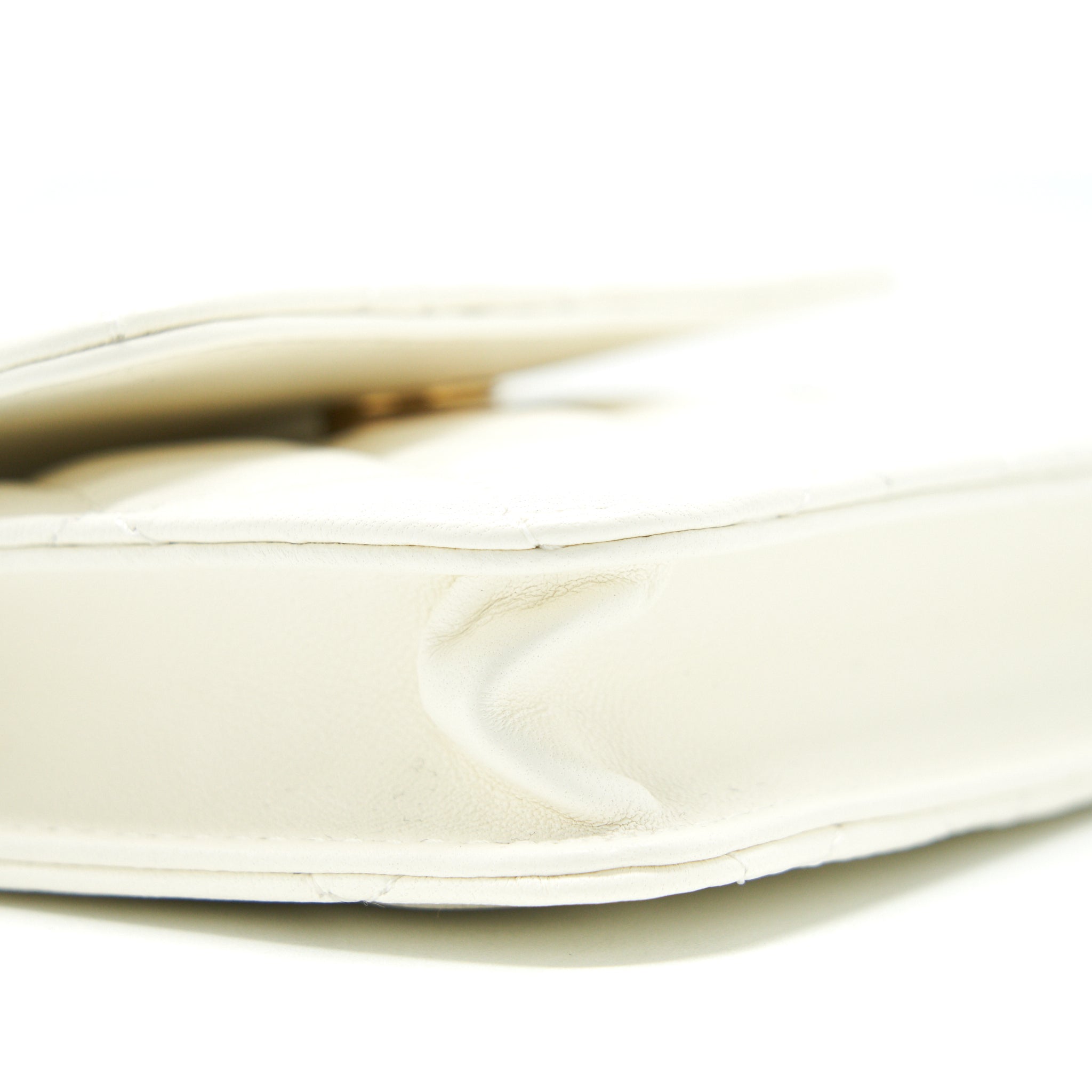 Chanel Pearl Crush Mini Flap Belt Bag White Lambskin