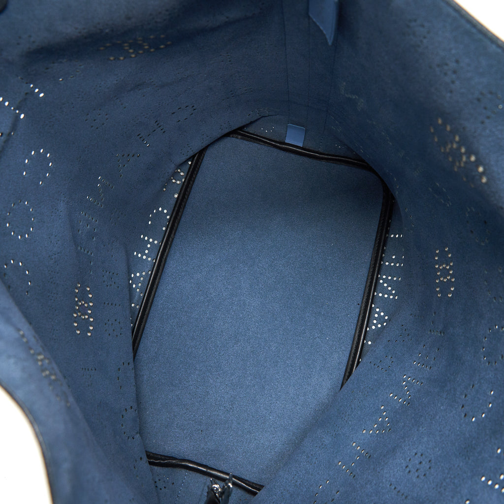 Chanel Eyelet Logo Calfskin Tote Bag Black/ Blue