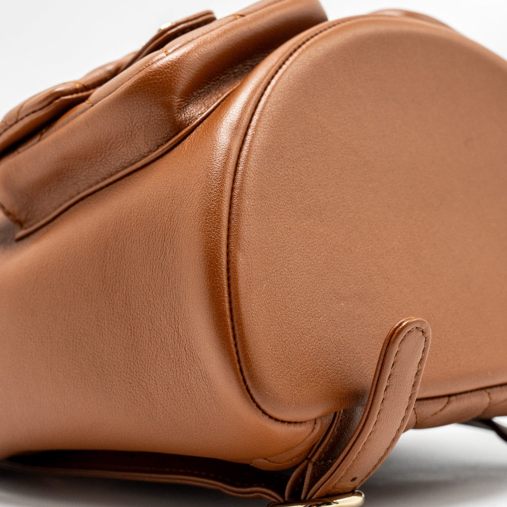 Chanel 23a Triple Pack Backpack Calfskin Caramel L (microchip)