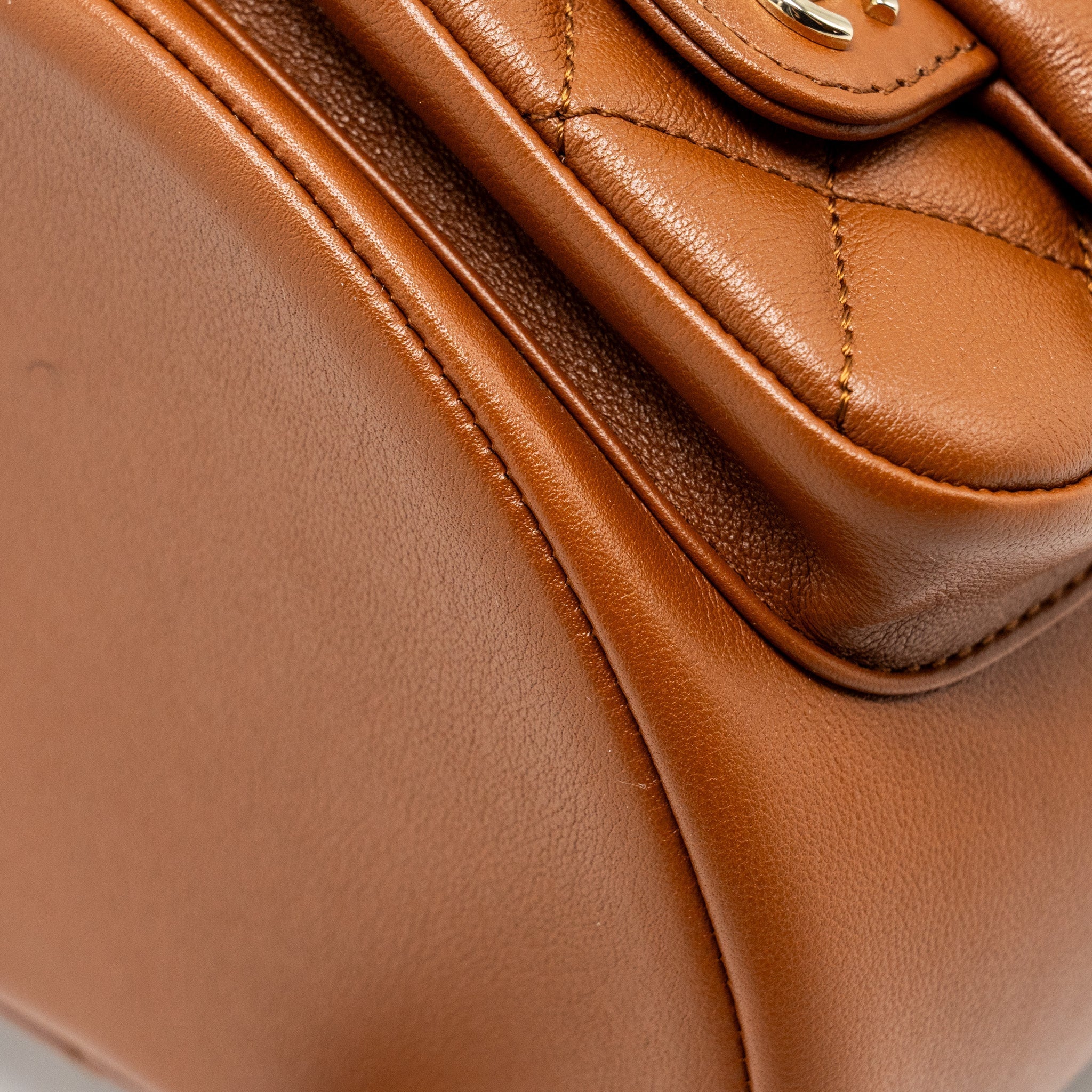 Chanel 23a Triple Pack Backpack Calfskin Caramel L (microchip)