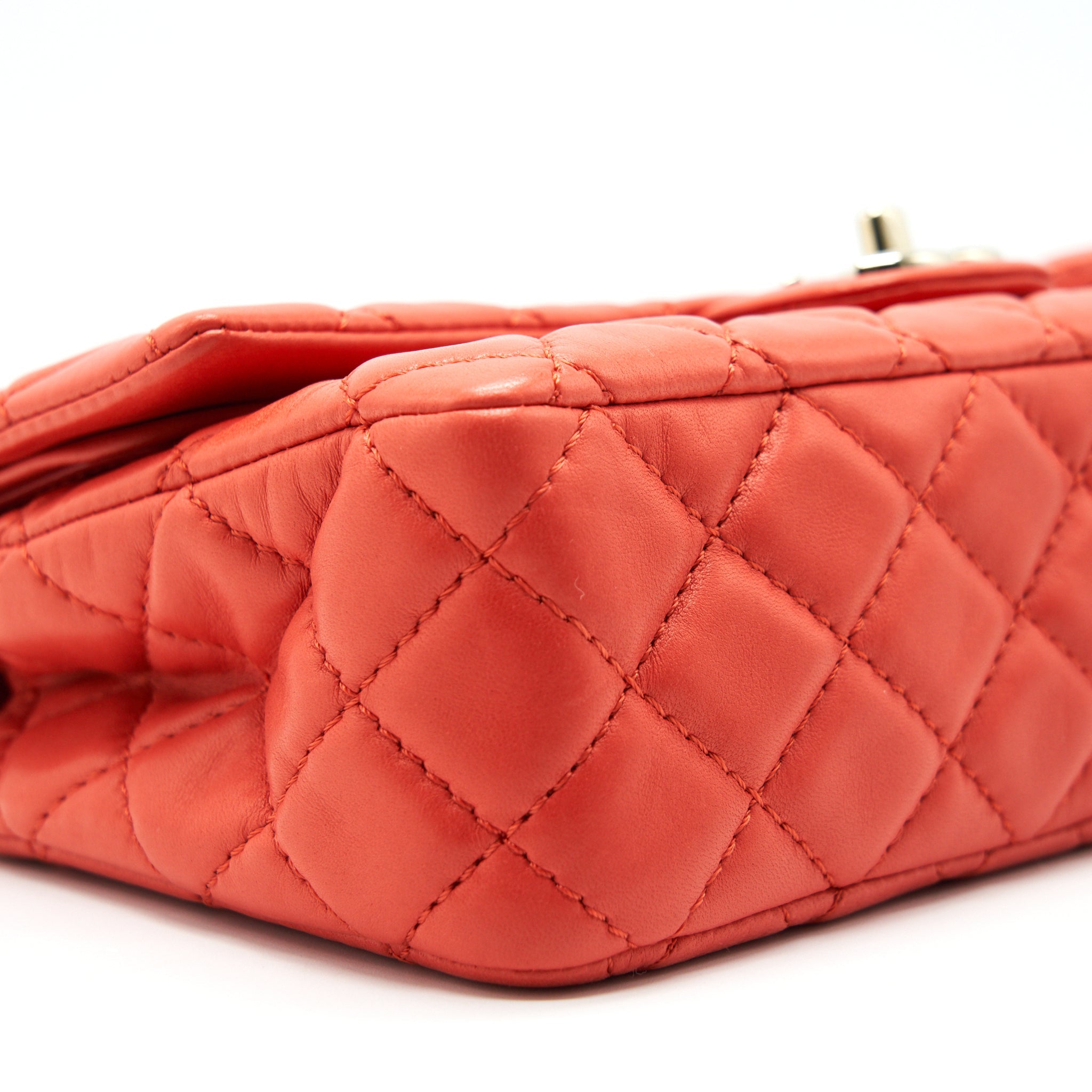 CHANEL CLASSIC MEDIUM DOUBLE FLAP LAMBSKIN IN CORAL L