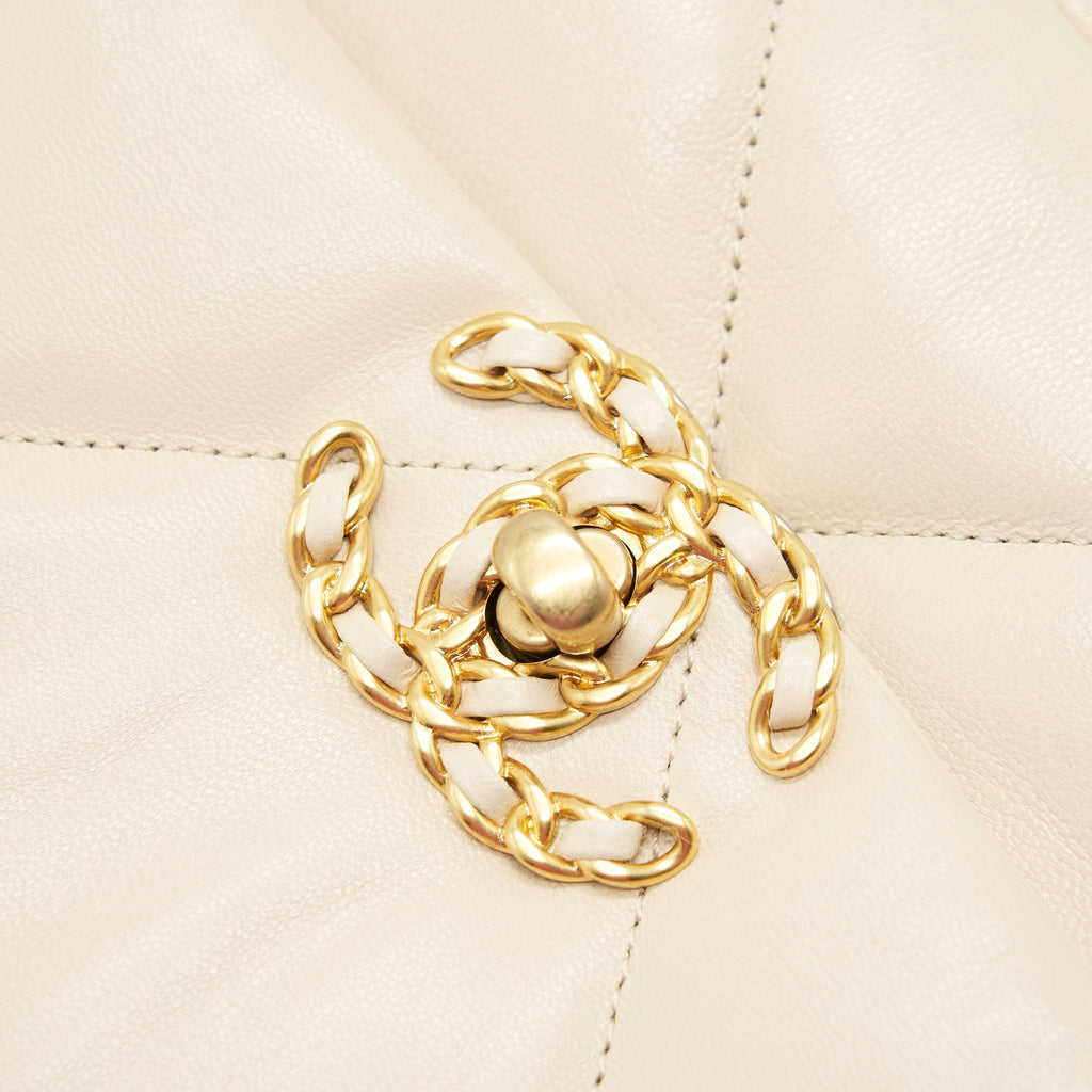 CHANEL SMALL 19 BAG BEIGE GOAT SKIN