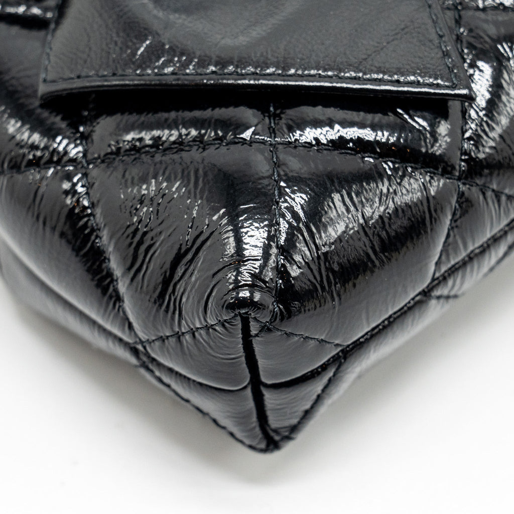 Chanel 24A Bowknot Clutch With Chain patent Crumpled Lambskin/Shiny Lambskin Black  (microchip)