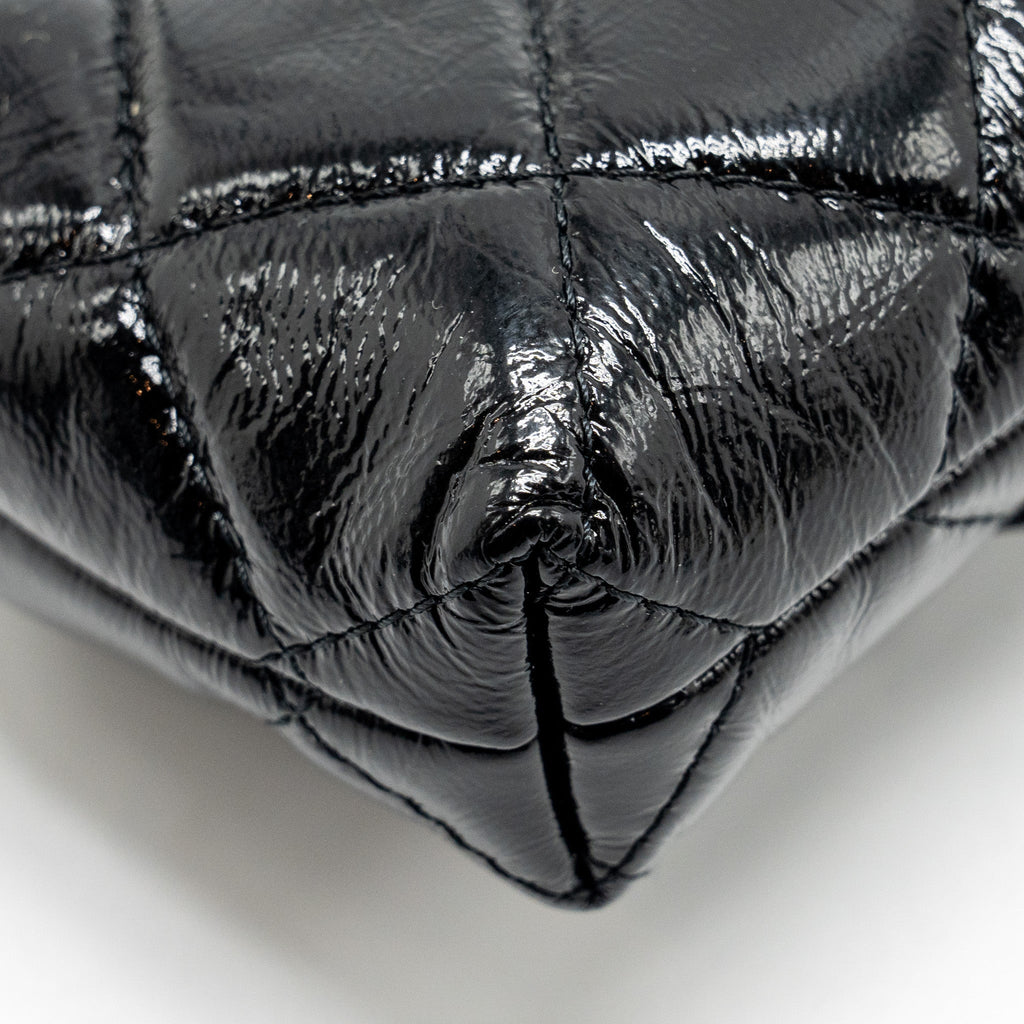 Chanel 24A Bowknot Clutch With Chain patent Crumpled Lambskin/Shiny Lambskin Black  (microchip)