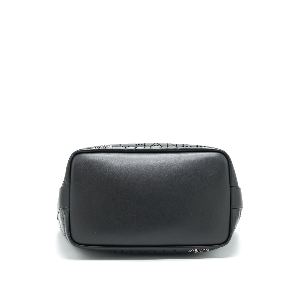 Chanel Eyelet Logo Calfskin Tote Bag Black/ Blue
