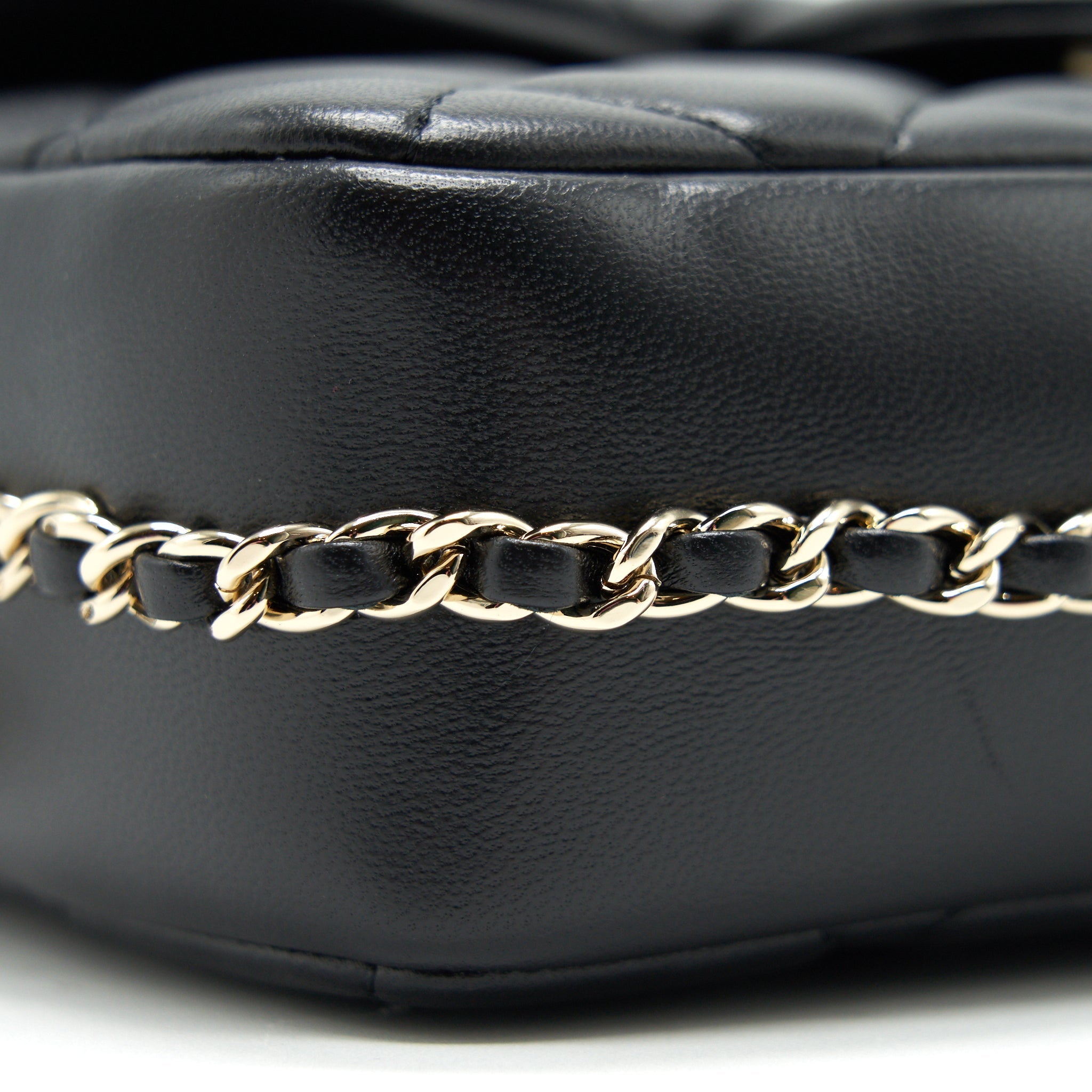 Chanel Logo Pearl Chain Mini Flap Bag
