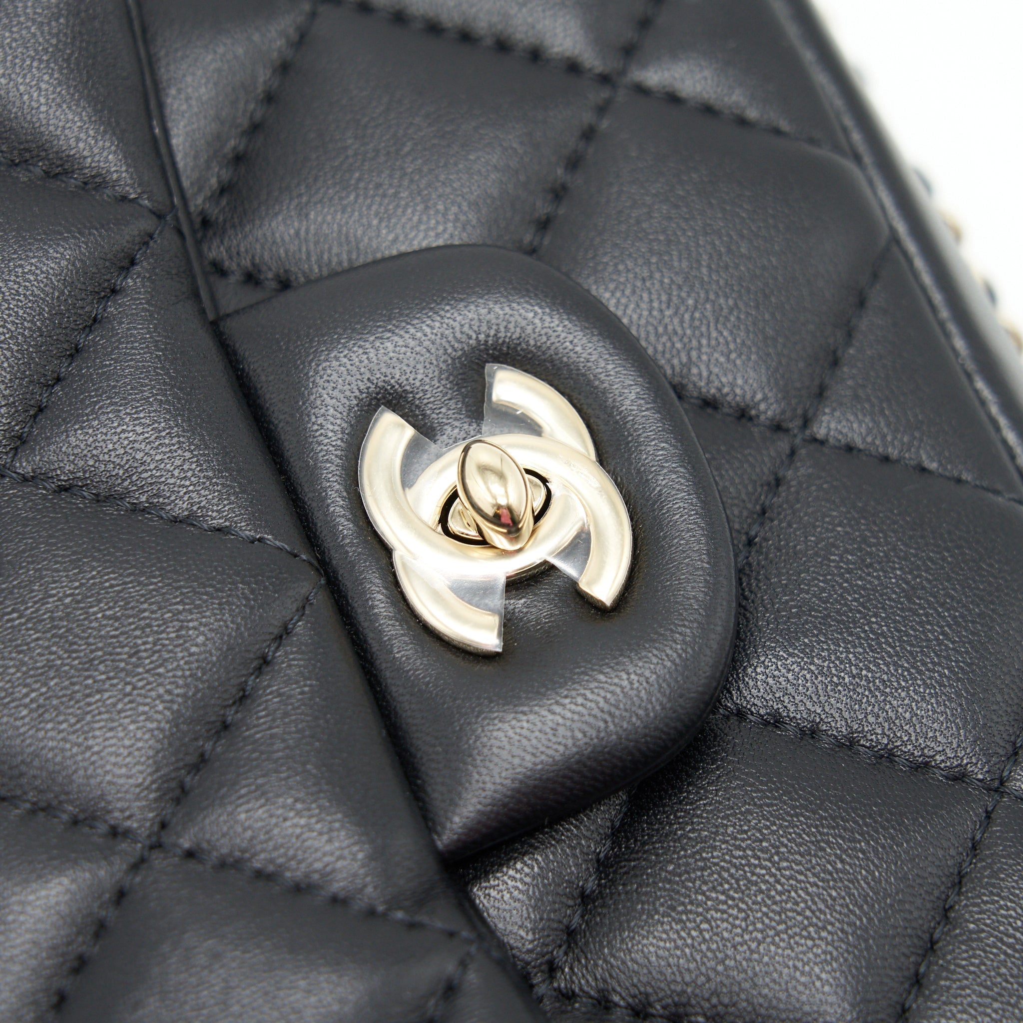 Chanel Logo Pearl Chain Mini Flap Bag