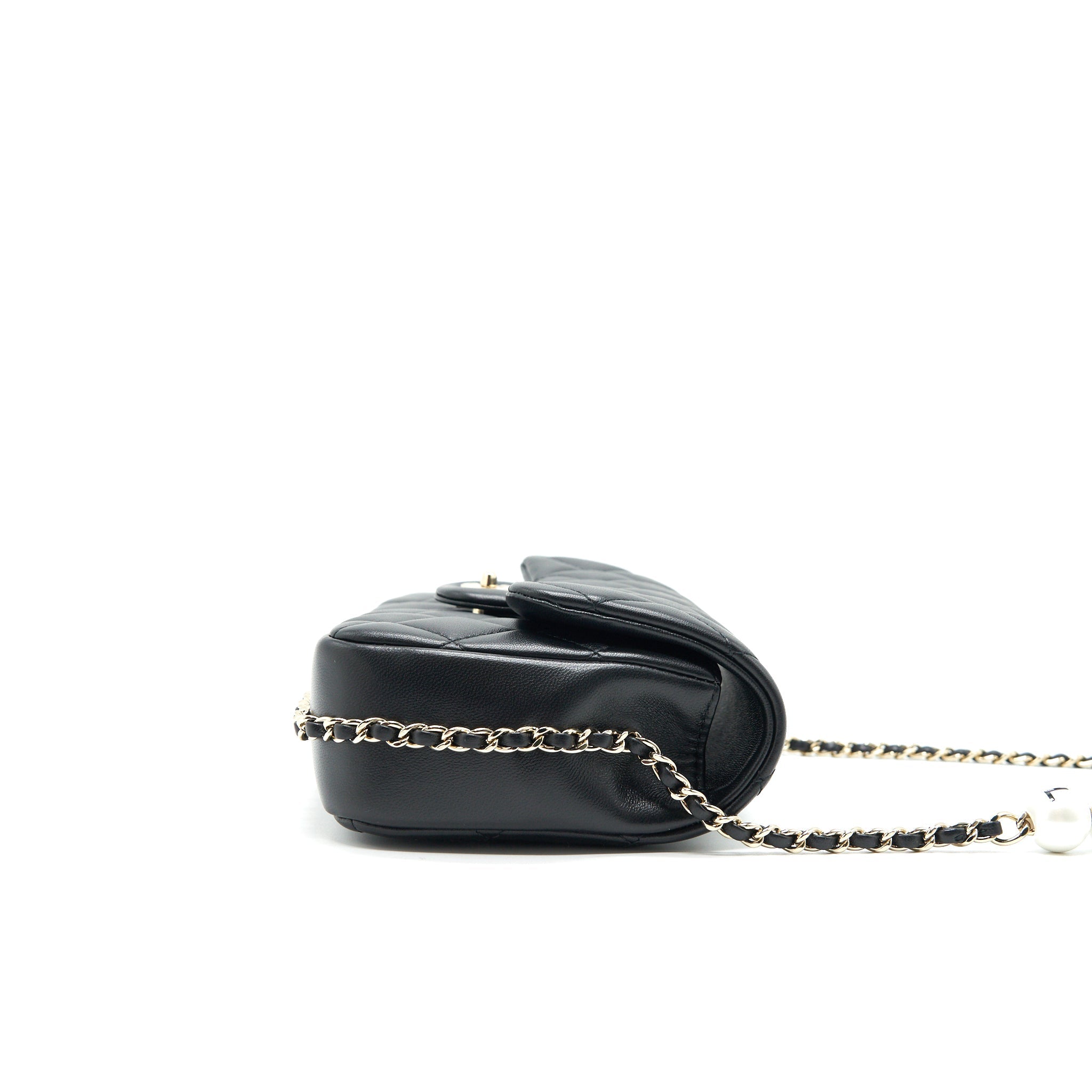 Chanel Logo Pearl Chain Mini Flap Bag
