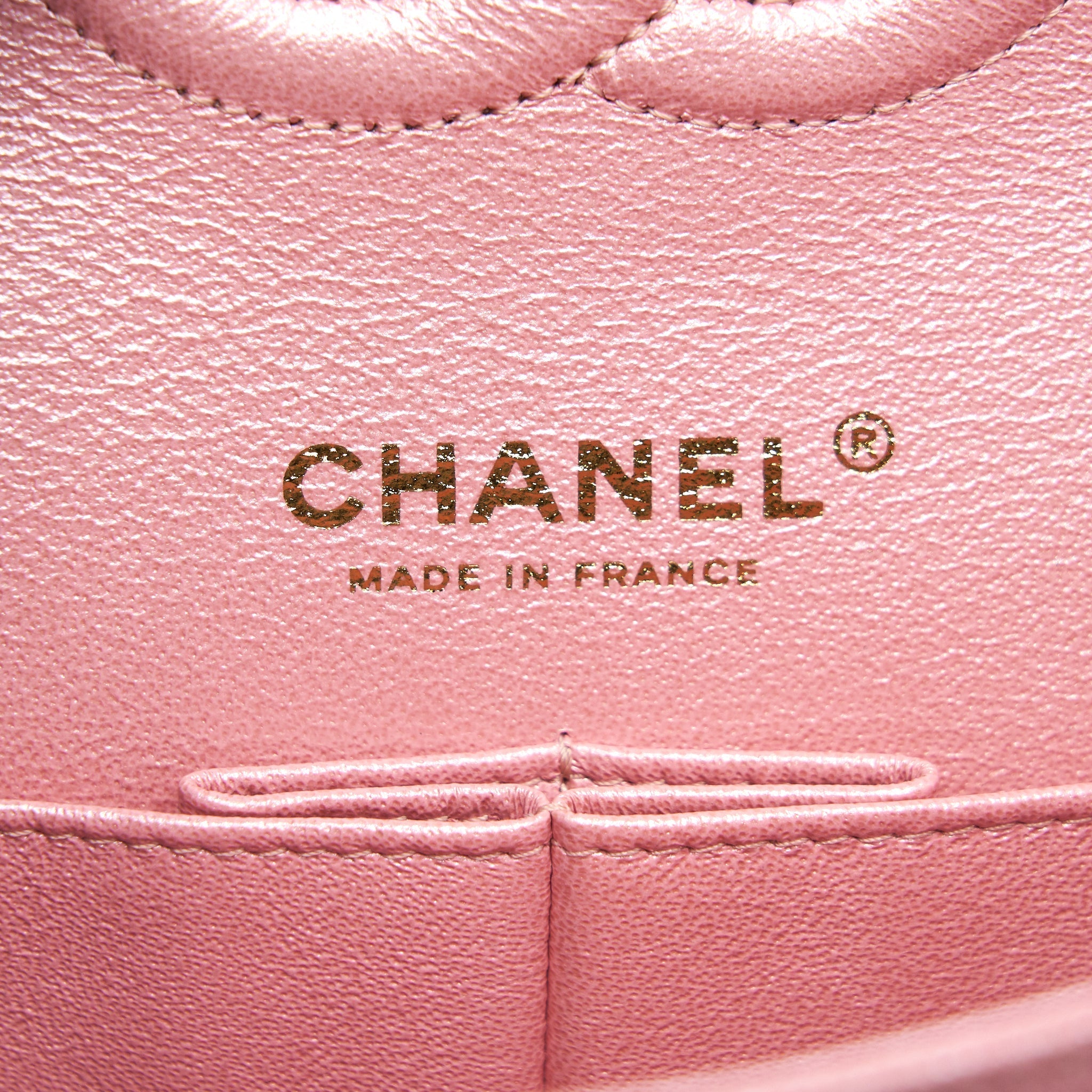 Chanel Iridescent Pearly Pink Medium Classic Double Flap Bag Caviar with L