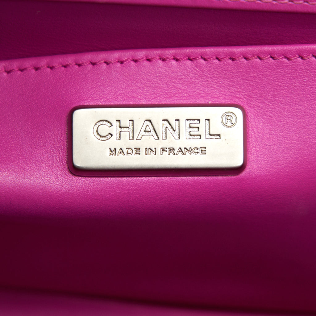 Chanel Medium Le Boy Flap Bag in Python Leather Pink with Brushed