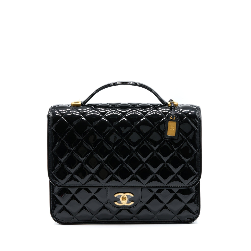 Chanel 22K Large Backpack Patent Black Brushed  (Microchip)