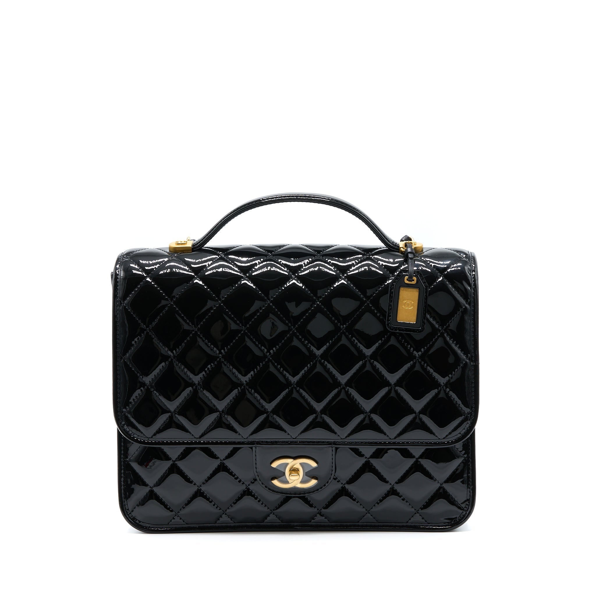 Chanel 22K Large Backpack Patent Black Brushed  (Microchip)