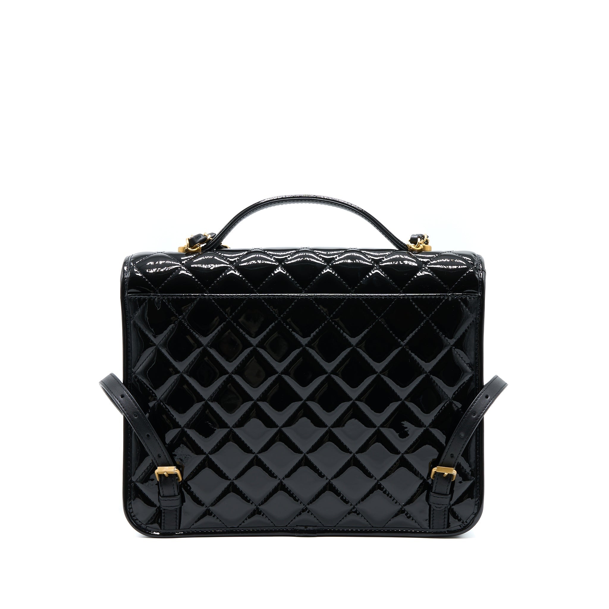 Chanel 22K Large Backpack Patent Black Brushed  (Microchip)