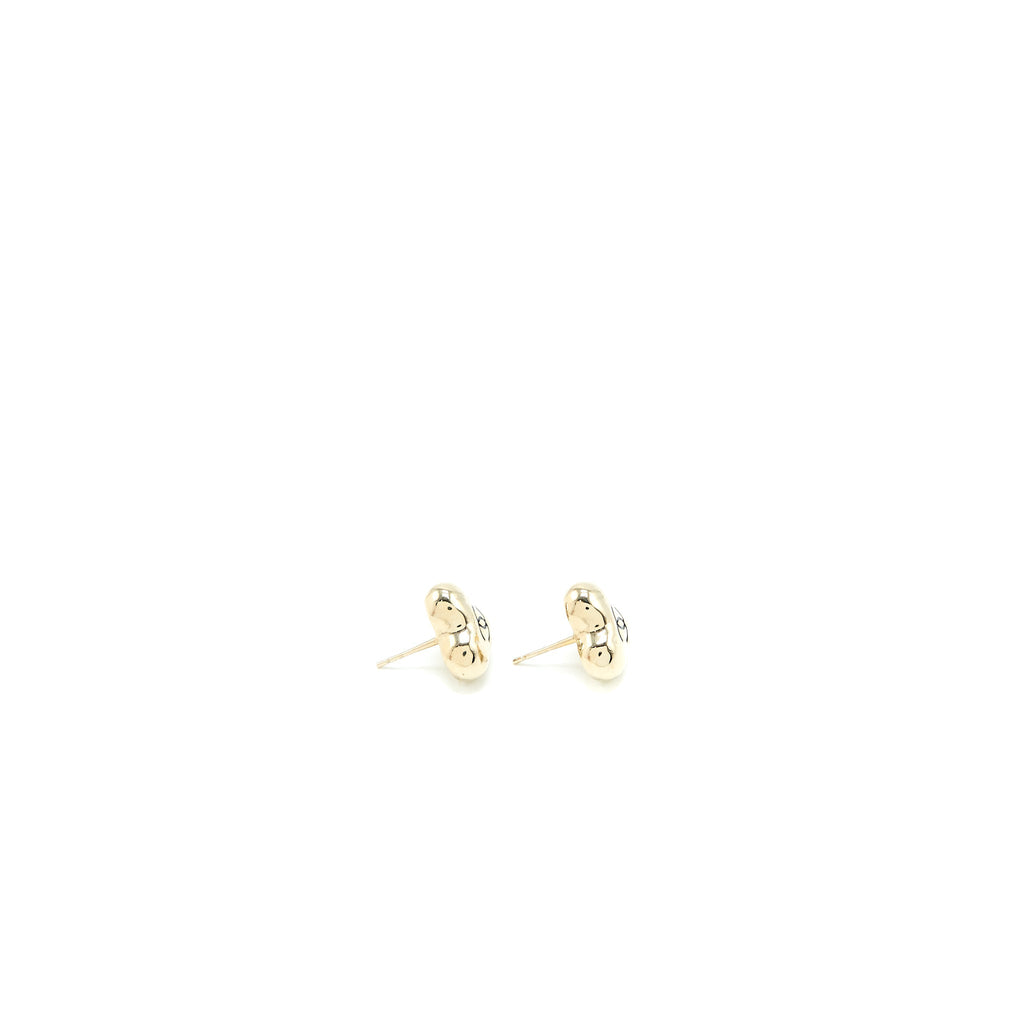 Chanel 22C Mini Heart CC Logo Earrings Light Gold Tone