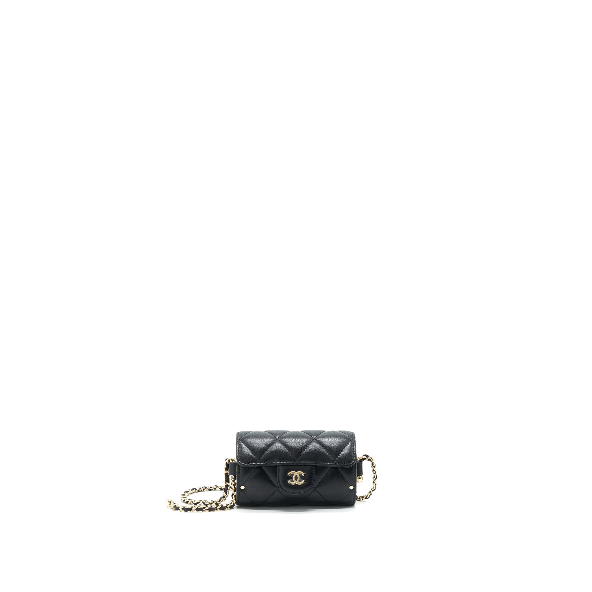 Chanel 21A Lipstick Mini Bag with Chain BLACK