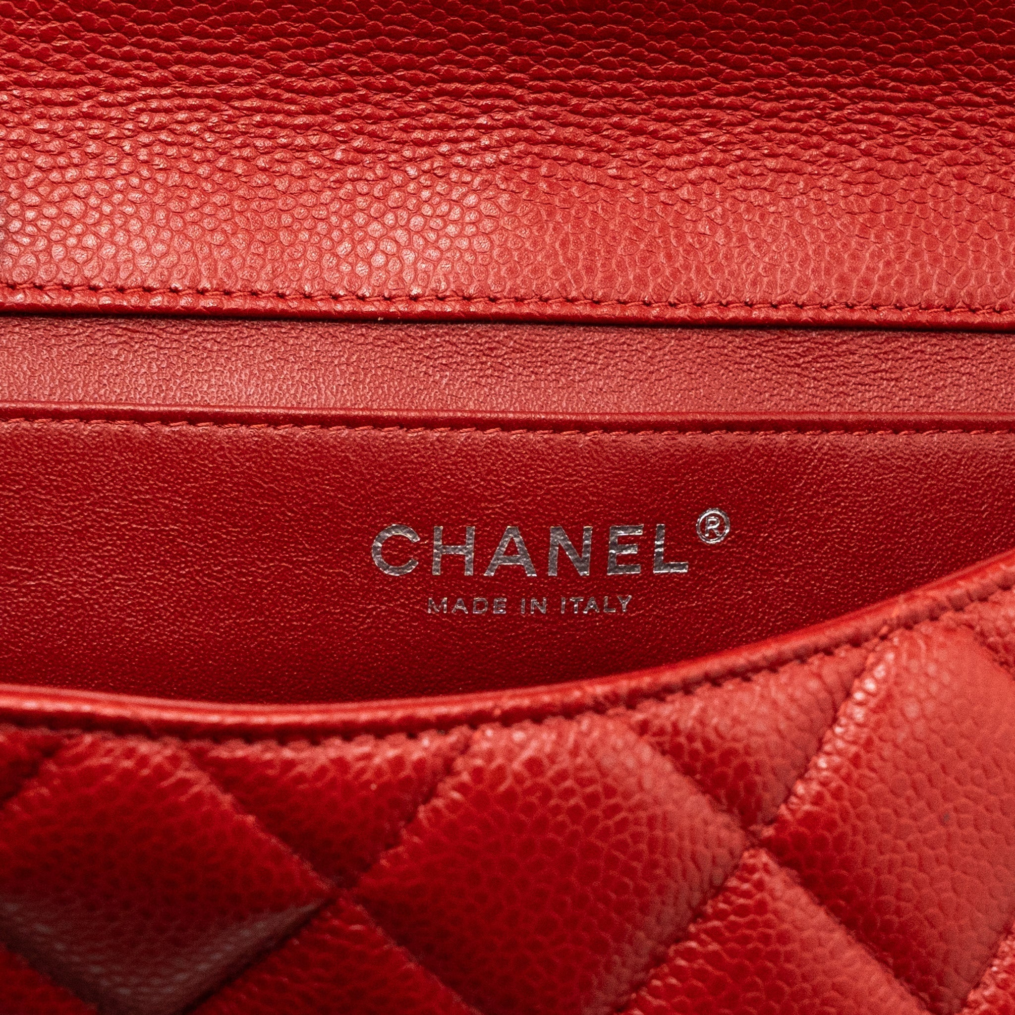 Chanel Timeless Flap Clutch With Chain Caviar Red
