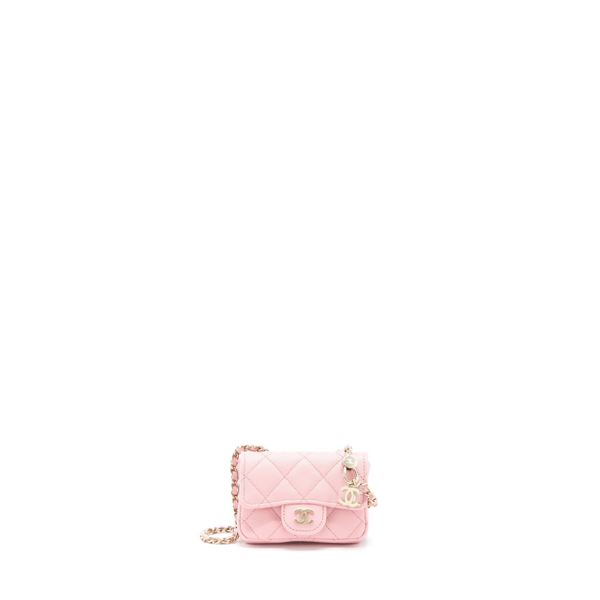 Chanel 22P Mini Flap Belt Bag/ Holder Caviar Light Pink L