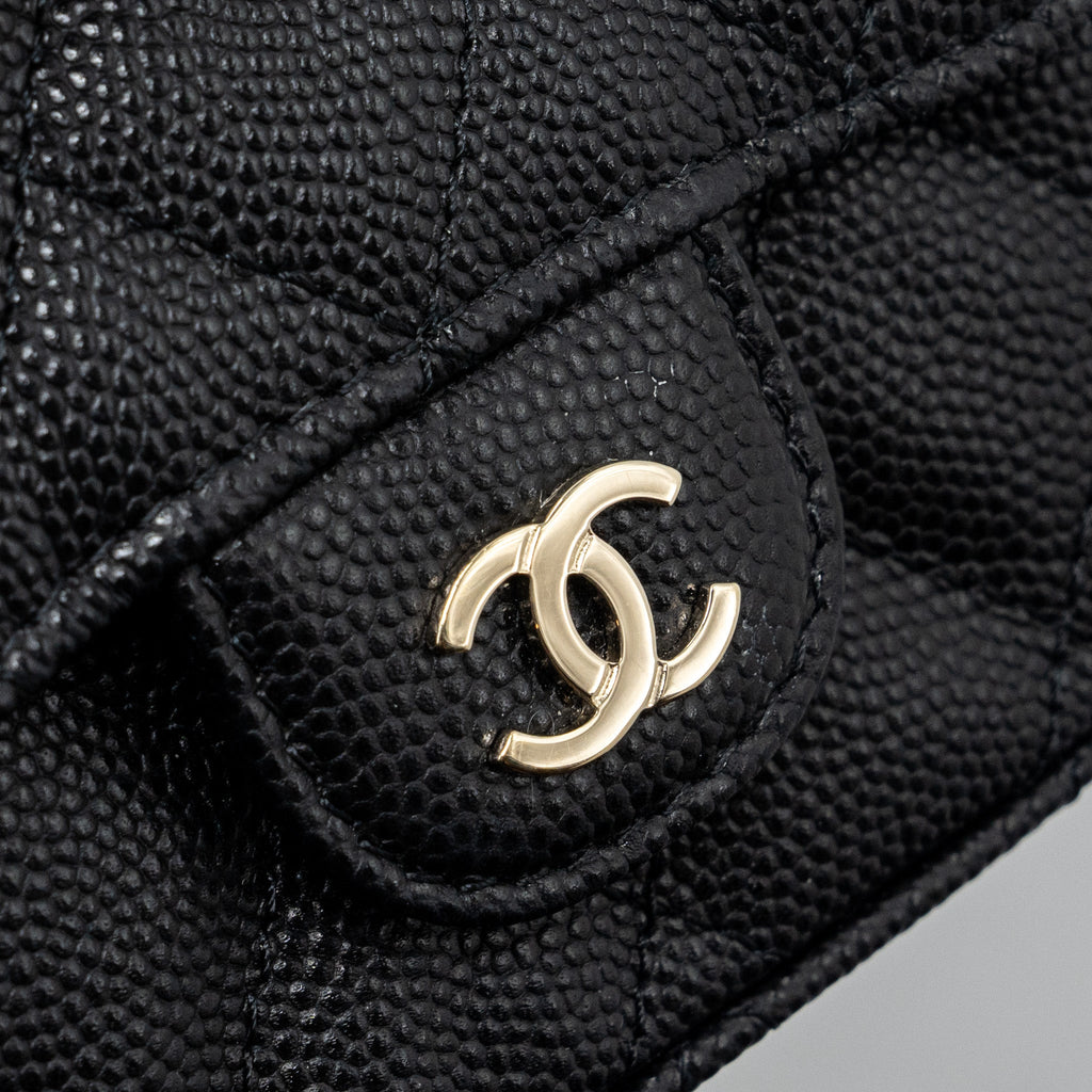Chanel Mini Clutch With Chain Caviar Black L (microchip)