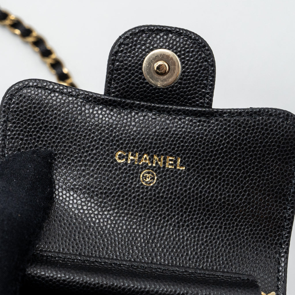 Chanel Mini Clutch With Chain Caviar Black L (microchip)