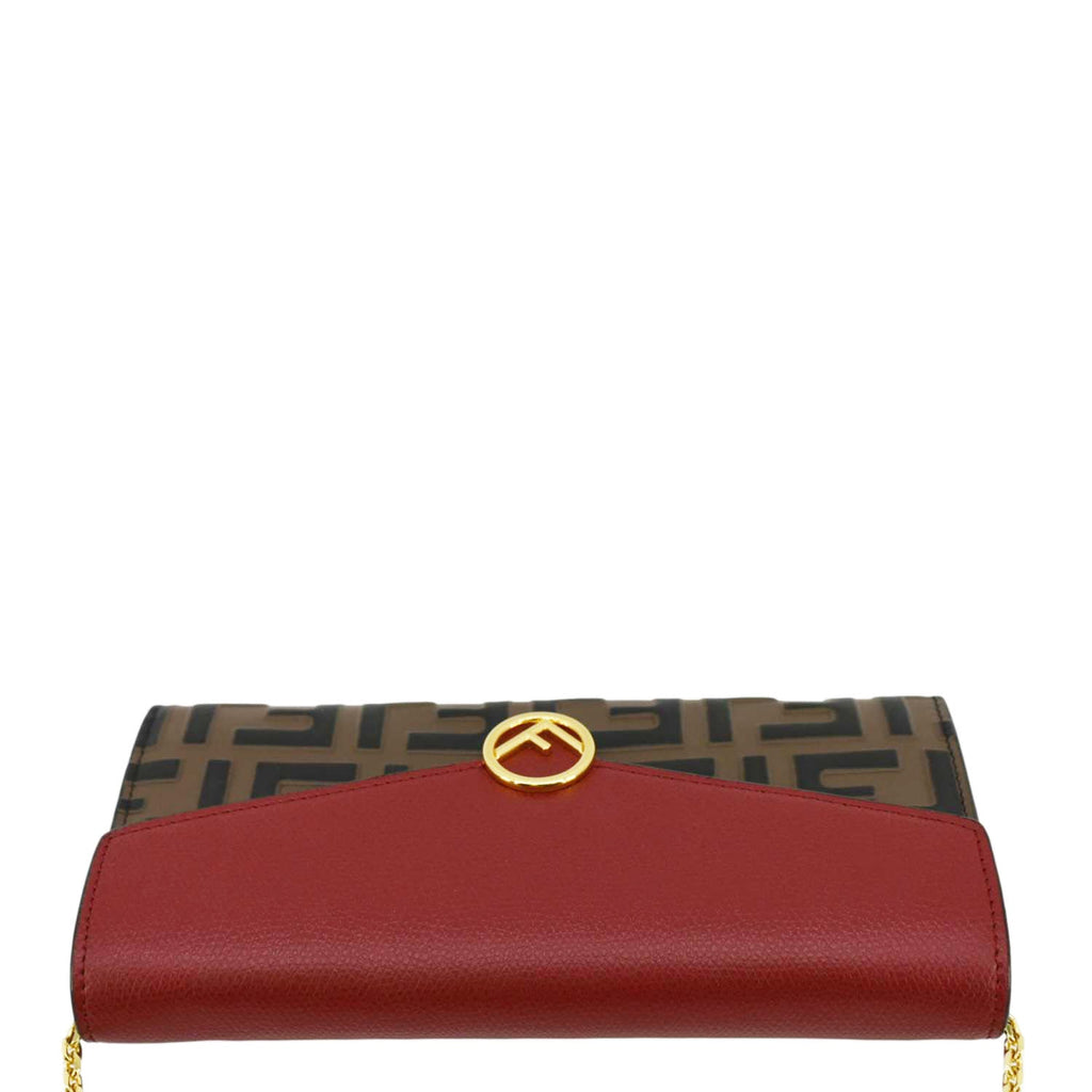 Fendi Vitello Cruise F Is Fendi Leather Continental Chain Wallet Red