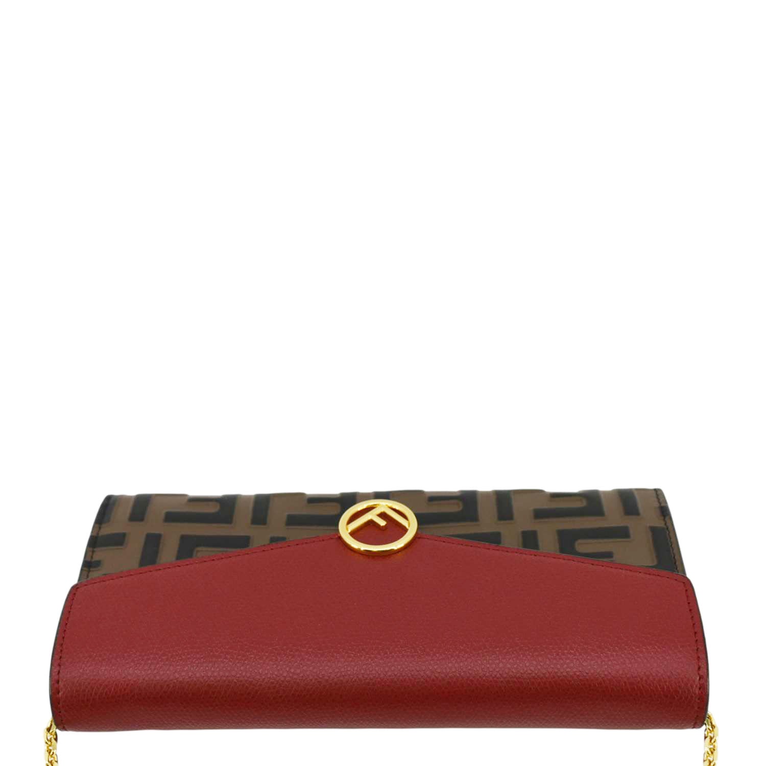 Fendi Vitello Cruise F Is Fendi Leather Continental Chain Wallet Red