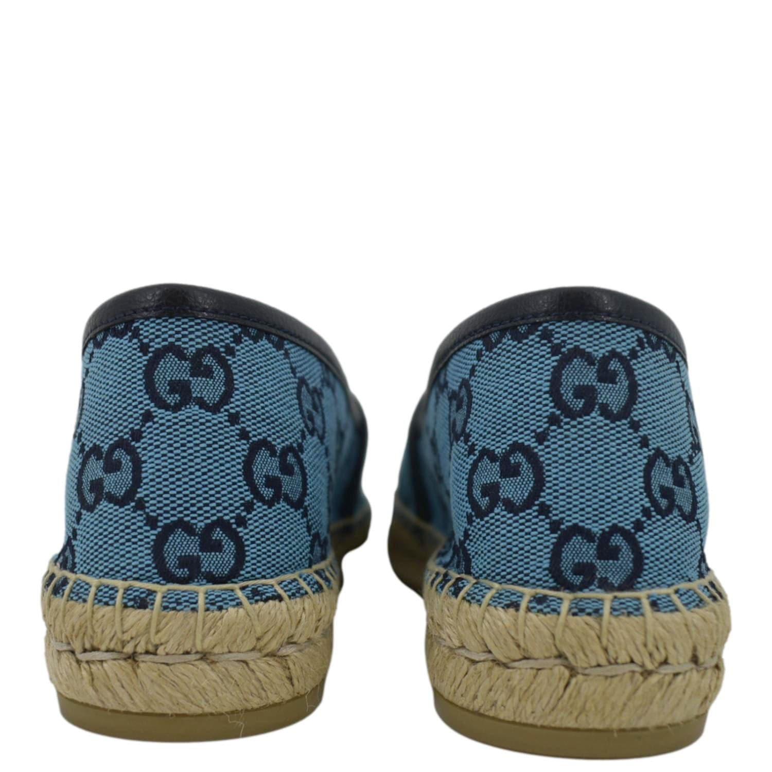 GUCCI Espadrilles GG Canvas Shoes Blue 663674 Size 38.5