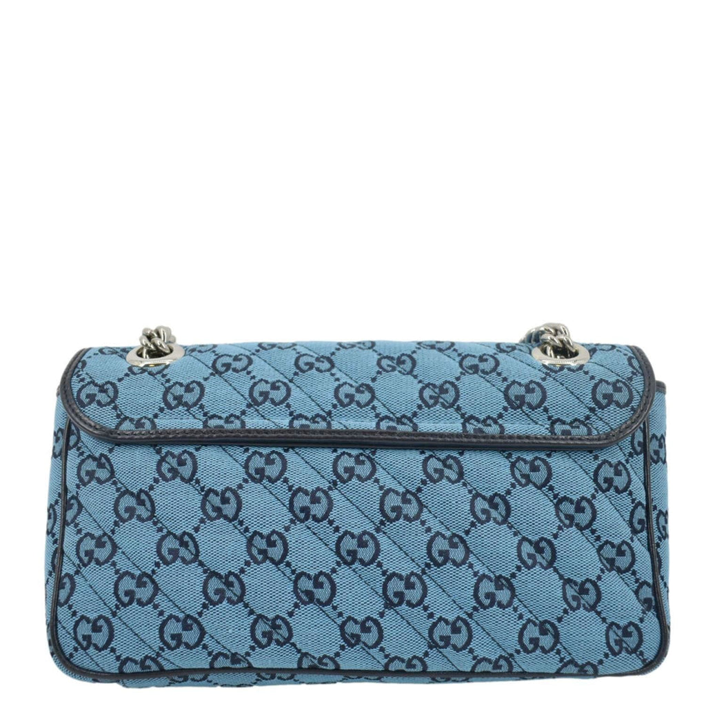 GUCCI GG Marmont Small Matelasse Canvas Shoulder Bag Blue 443497