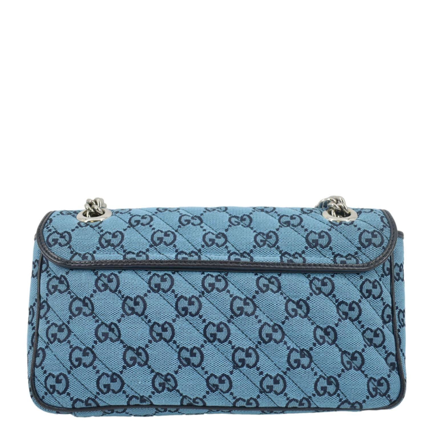 GUCCI GG Marmont Small Matelasse Canvas Shoulder Bag Blue 443497