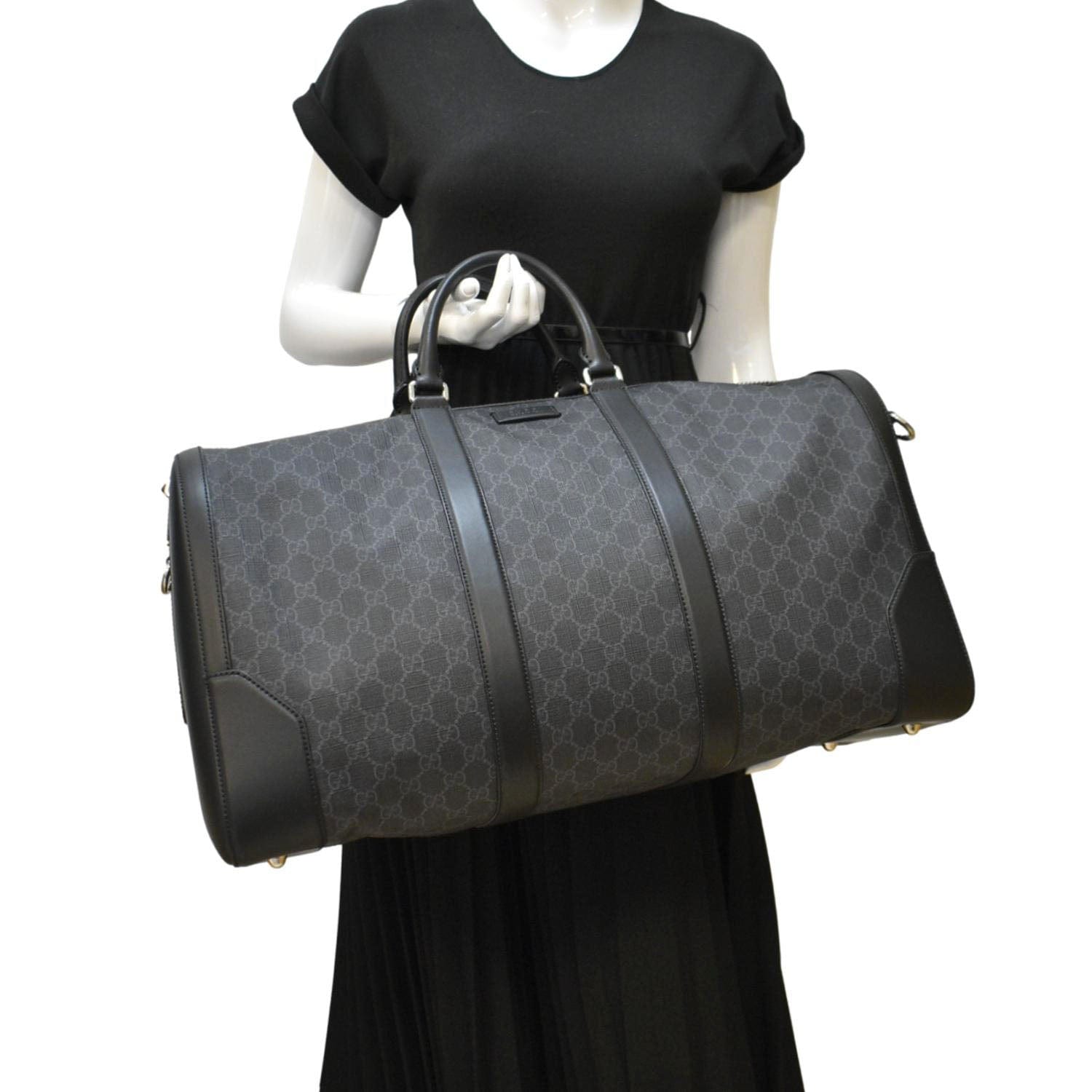 GUCCI Large Carry-On Soft GG Supreme Canvas  Duffle Bag Black 478323