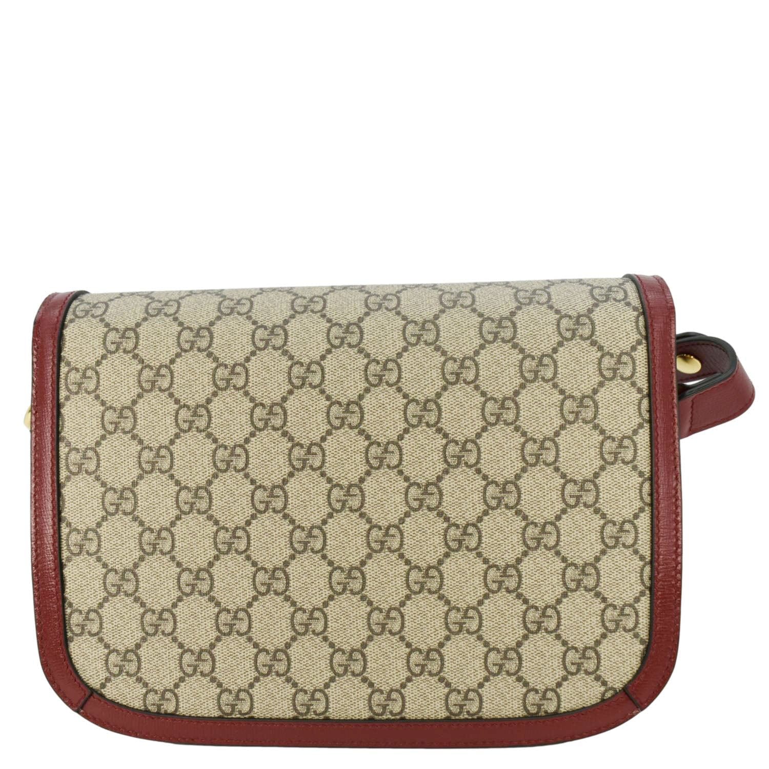 GUCCI Horsebit 1955 GG Supreme Canvas Shoulder Bag Beige 602204