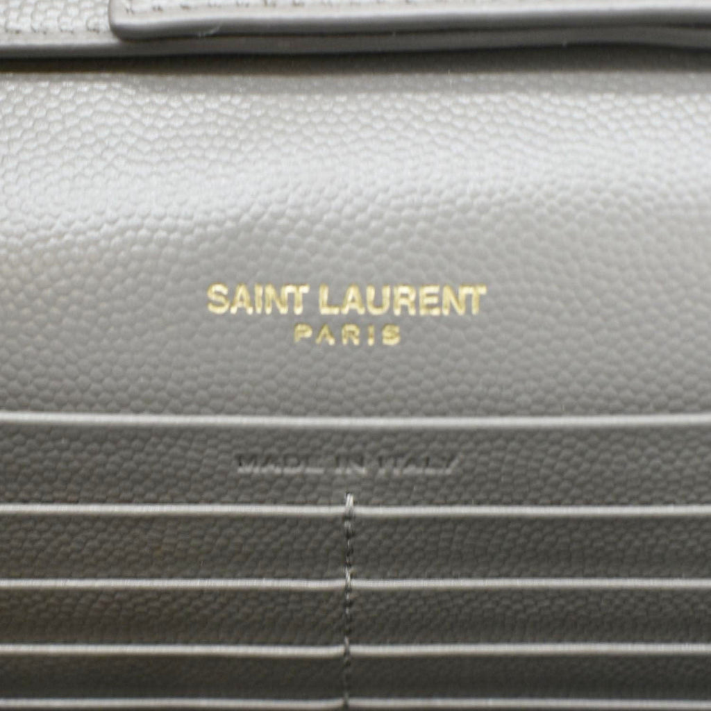 YVES SAINT LAURENT Kate Leather Chain Clutch Crossbody Bag Grey