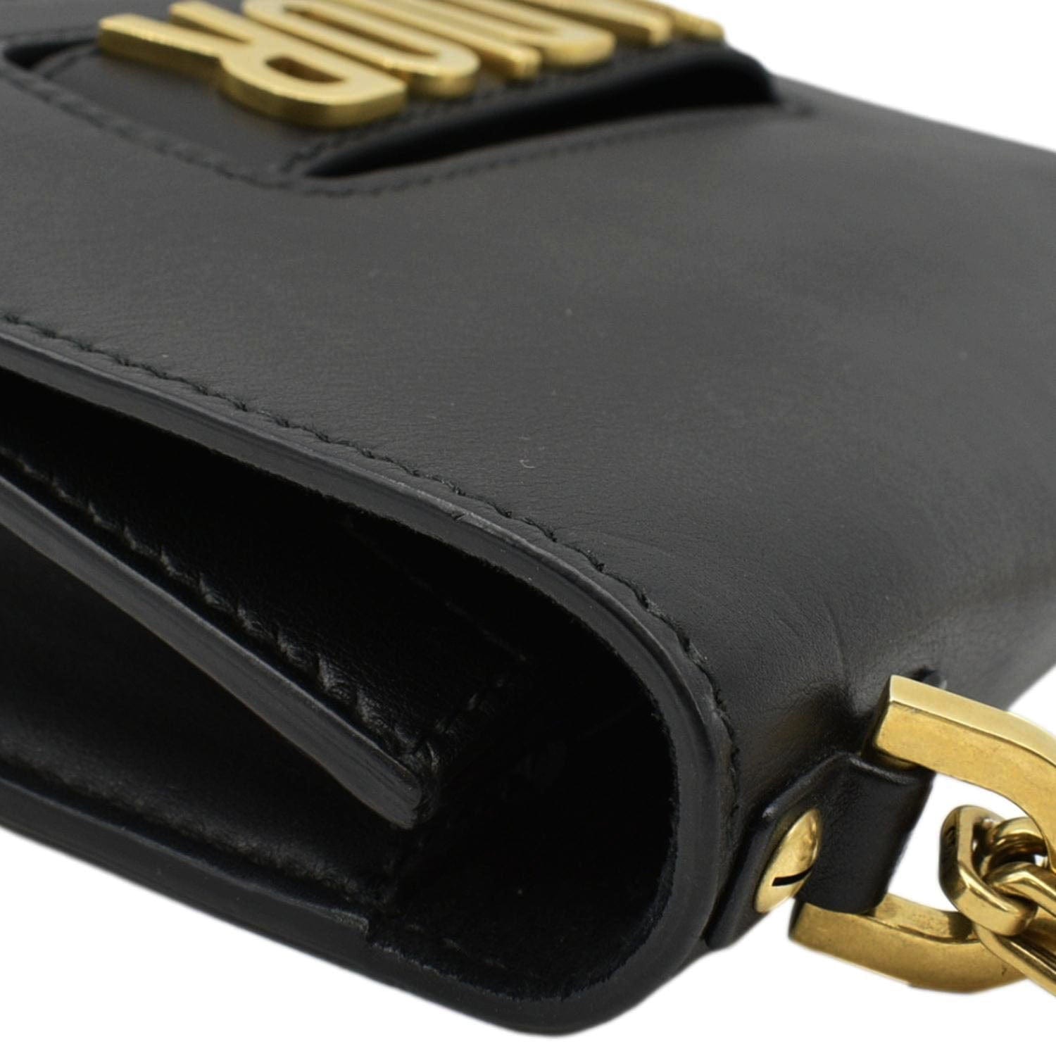 CHRISTIAN DIOR J'Adior Medium Leather Flap Chain Shoulder Bag Black