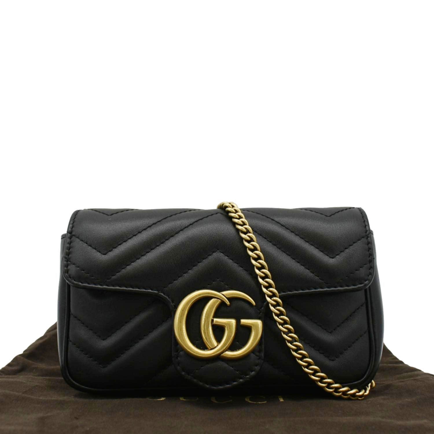 GUCCI GG Marmont Super Mini Matelasse Leather Crossbody Bag Black 476433