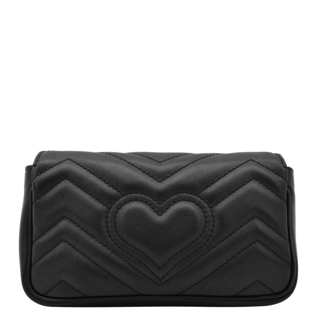 GUCCI GG Marmont Super Mini Matelasse Leather Crossbody Bag Black 476433