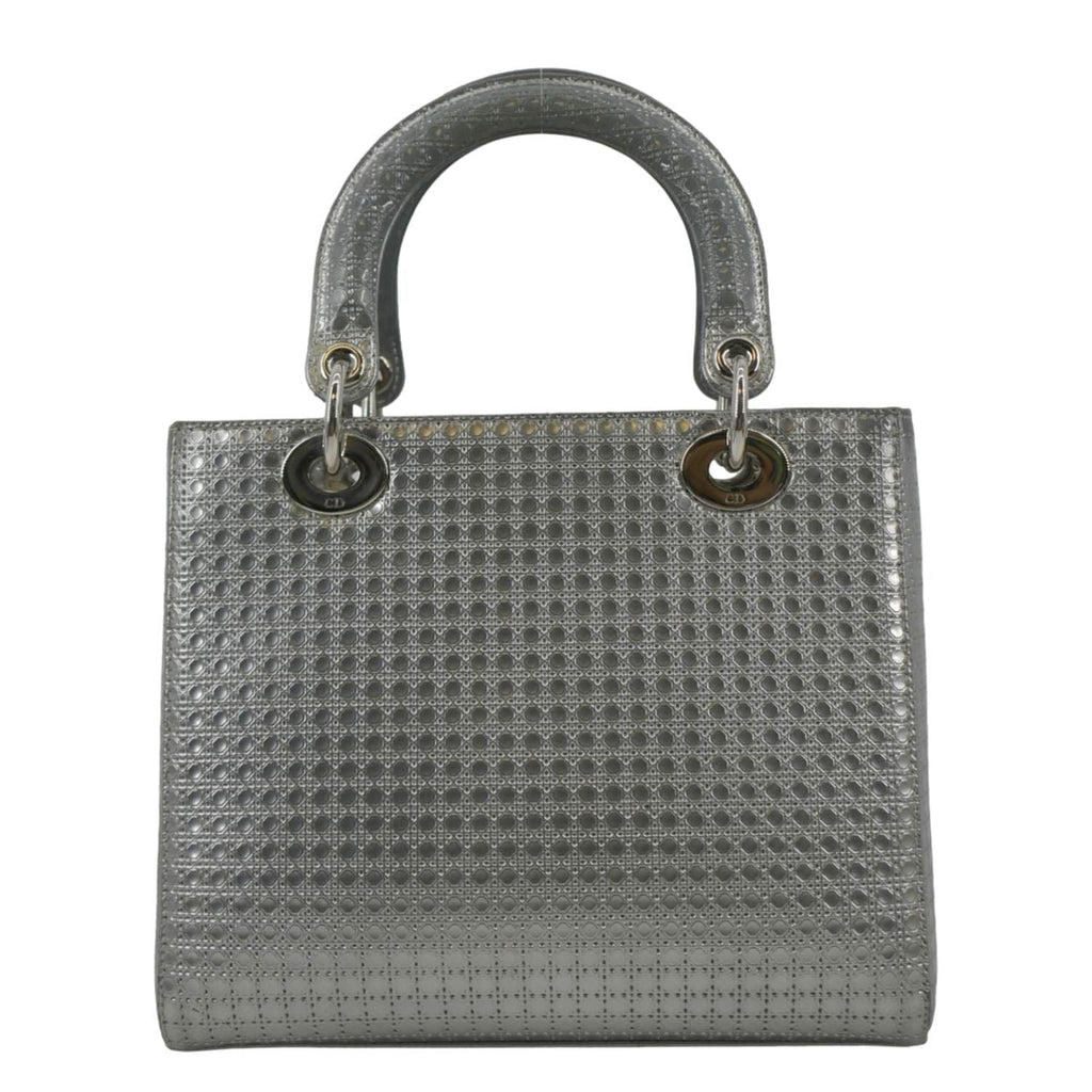 CHRISTIAN DIOR Lady Dior Micro Cannage Leather Shoulder Bag Metallic