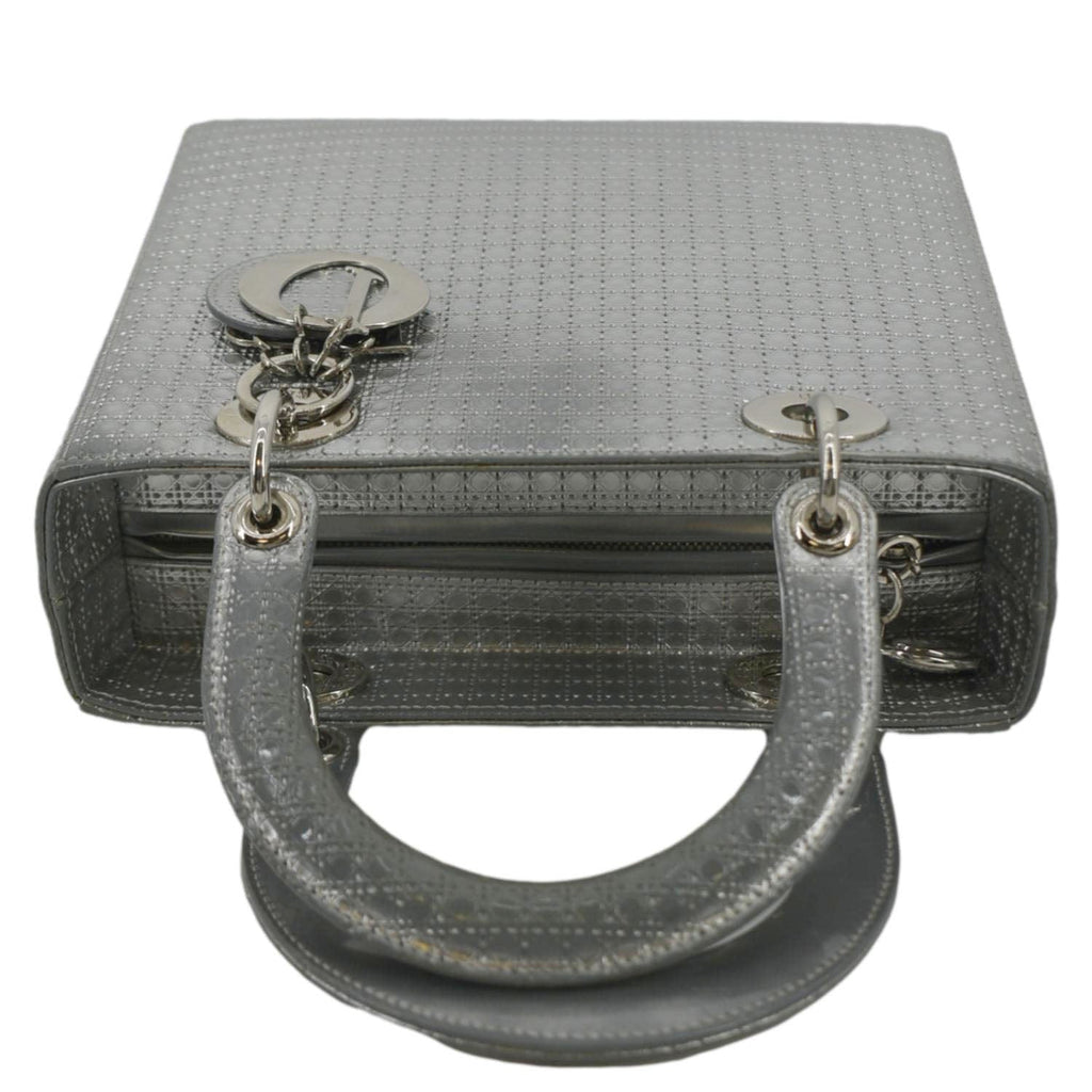 CHRISTIAN DIOR Lady Dior Micro Cannage Leather Shoulder Bag Metallic