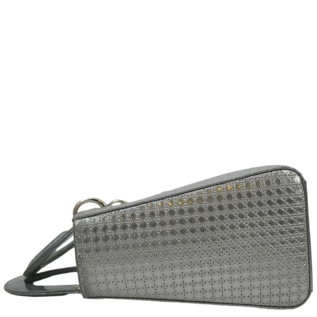 CHRISTIAN DIOR Lady Dior Micro Cannage Leather Shoulder Bag Metallic